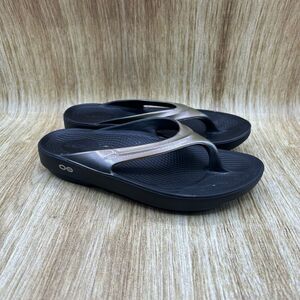 Oofos Oolala Luxe Women's 7 Black Recovery‎ Athletic Shoes Sandals Flip Flops